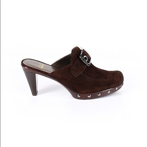 Stuart Weitzman Double Agent Cola Suede Mule - Picture 1 of 12